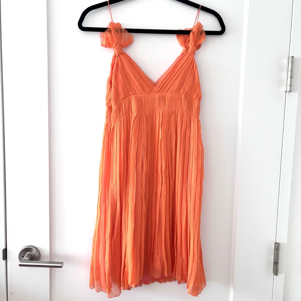 Club Monaco Tangerine Spaghetti Strap Silk Chiffon Dress Size 00 NWOT